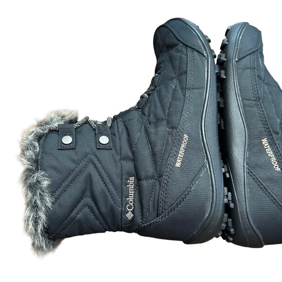 Columbia Black Lace Up Boots with Fur Trim - Picture 6 of 12